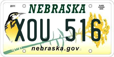 NE license plate XOU516