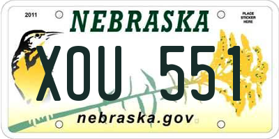 NE license plate XOU551