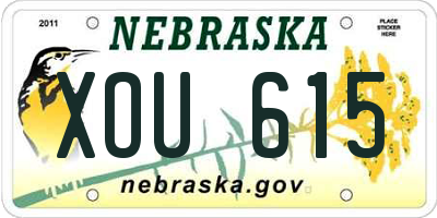 NE license plate XOU615
