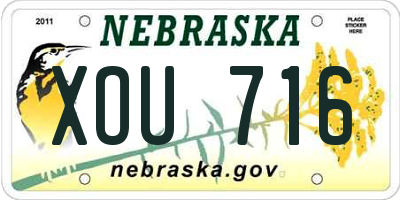 NE license plate XOU716