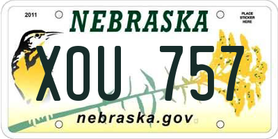 NE license plate XOU757