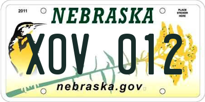 NE license plate XOV012