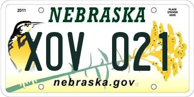 NE license plate XOV021