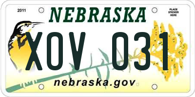 NE license plate XOV031