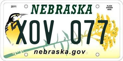 NE license plate XOV077