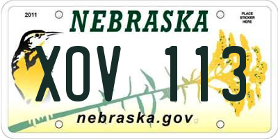 NE license plate XOV113