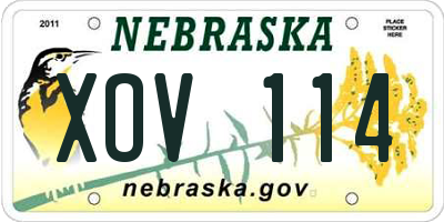 NE license plate XOV114