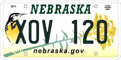 NE license plate XOV120