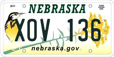 NE license plate XOV136