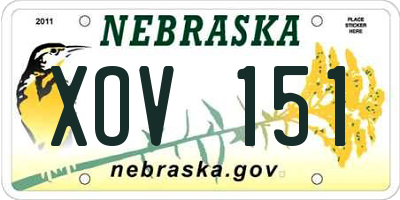 NE license plate XOV151