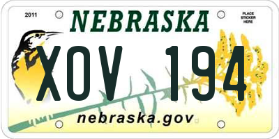 NE license plate XOV194