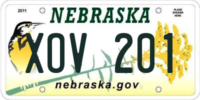 NE license plate XOV201