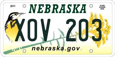 NE license plate XOV203