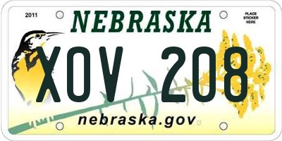 NE license plate XOV208