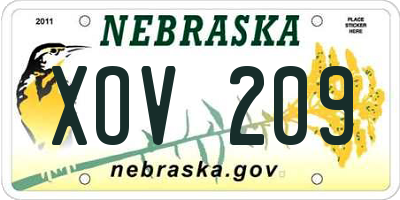 NE license plate XOV209