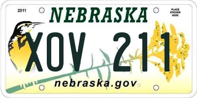NE license plate XOV211