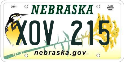 NE license plate XOV215