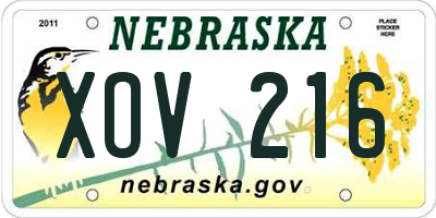 NE license plate XOV216