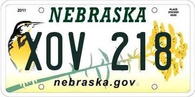 NE license plate XOV218