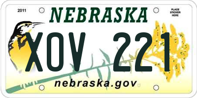 NE license plate XOV221