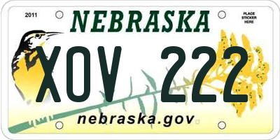 NE license plate XOV222