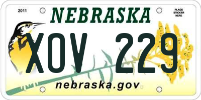 NE license plate XOV229