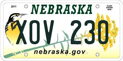 NE license plate XOV230