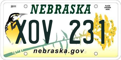 NE license plate XOV231