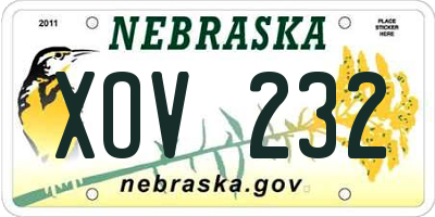 NE license plate XOV232