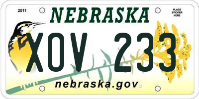 NE license plate XOV233