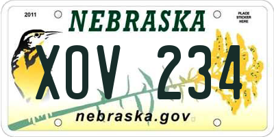 NE license plate XOV234