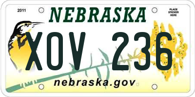 NE license plate XOV236