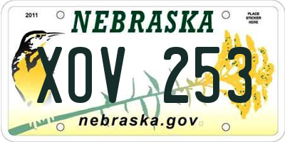 NE license plate XOV253