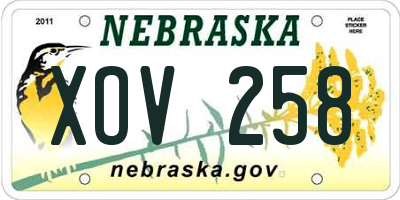 NE license plate XOV258