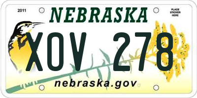 NE license plate XOV278