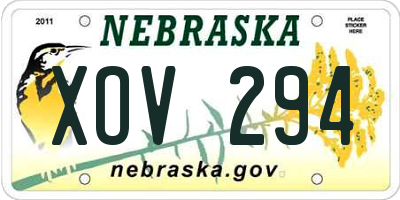 NE license plate XOV294