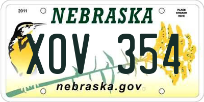NE license plate XOV354