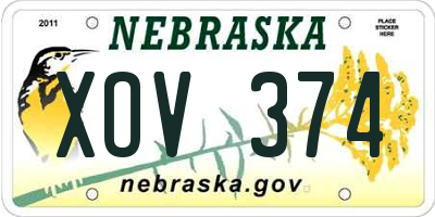 NE license plate XOV374