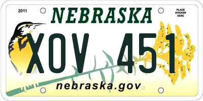 NE license plate XOV451