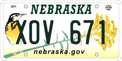 NE license plate XOV671