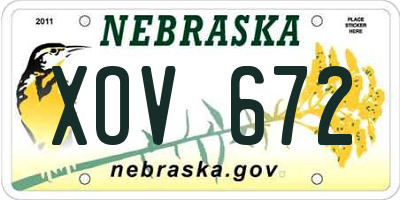 NE license plate XOV672