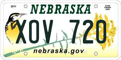 NE license plate XOV720
