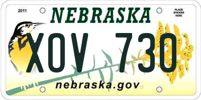 NE license plate XOV730