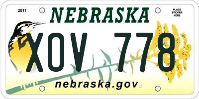 NE license plate XOV778