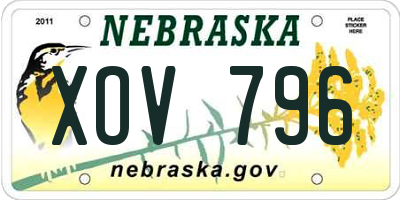 NE license plate XOV796