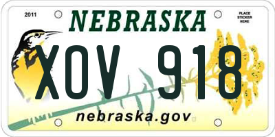 NE license plate XOV918