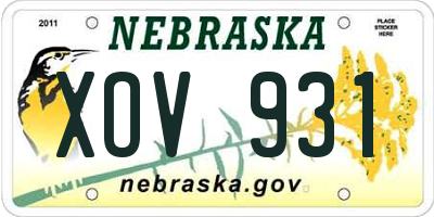 NE license plate XOV931