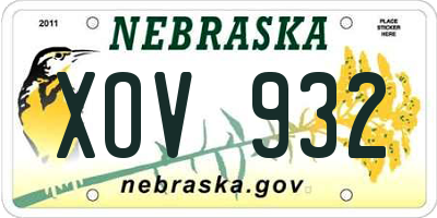 NE license plate XOV932