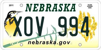 NE license plate XOV994