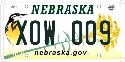 NE license plate XOW009